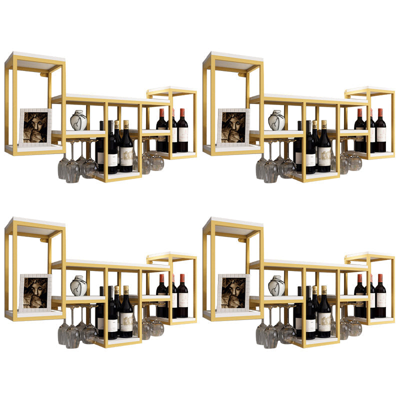 Wall Mounted Wine Holder Manufactured Wood Wine Holder Rack-41.7" X 7.87" X 23.6" White-Gold 4 Piece Set Clearhalo 'furn' 'furn_wine_racks' 'Furniture' 'Kitchen & Dining Furniture' 'Wine Racks' 'wine_racks' 5828426
