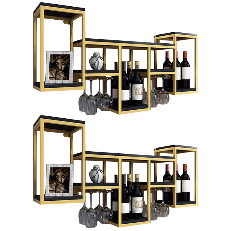 Wall Mounted Wine Holder Manufactured Wood Wine Holder Rack-41.7" X 7.87" X 23.6" Gold-Black 2 Piece Set Clearhalo 'furn' 'furn_wine_racks' 'Furniture' 'Kitchen & Dining Furniture' 'Wine Racks' 'wine_racks' 5828428