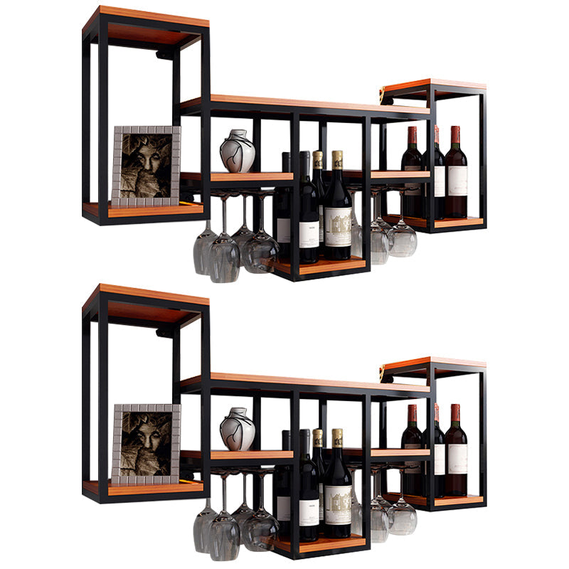 Wall Mounted Wine Holder Manufactured Wood Wine Holder Rack-41.7" X 7.87" X 23.6" Black-Orange 2 Piece Set Clearhalo 'furn' 'furn_wine_racks' 'Furniture' 'Kitchen & Dining Furniture' 'Wine Racks' 'wine_racks' 5828431