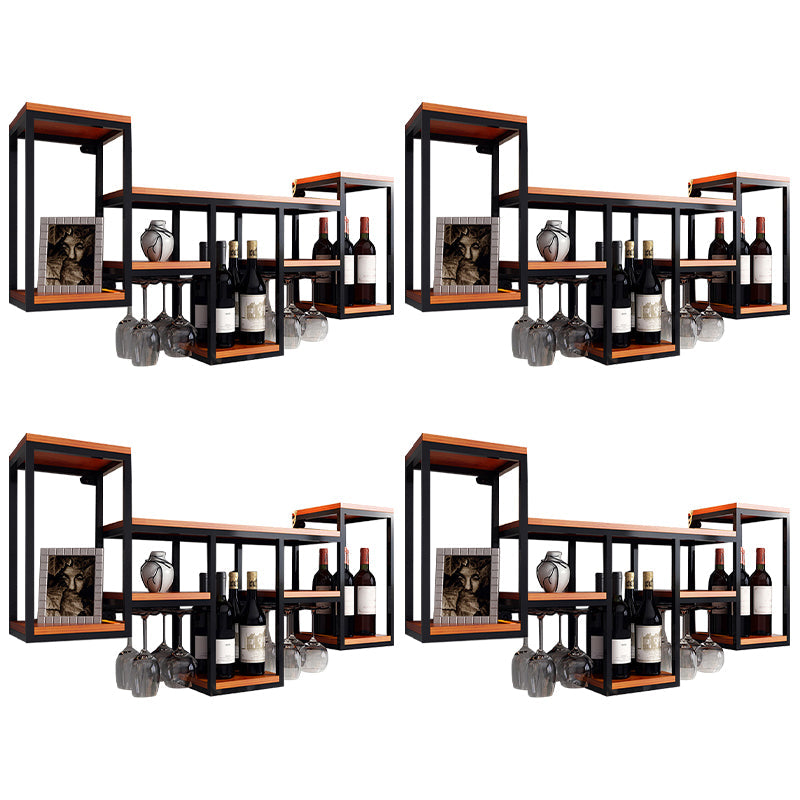 Wall Mounted Wine Holder Manufactured Wood Wine Holder Rack-41.7" X 7.87" X 23.6" Black-Orange 4 Piece Set Clearhalo 'furn' 'furn_wine_racks' 'Furniture' 'Kitchen & Dining Furniture' 'Wine Racks' 'wine_racks' 5828432