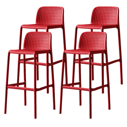 Scandinavian Plastic Barstool Plastic Counter Stool Rectangle Seat in Matte Finish Red 4 Piece Set Clearhalo 'Bar Furniture' 'Bar Stools' 'bar_stools' 'furn' 'furn_bar_stools' 'Furniture' 'Kitchen & Dining Furniture' 5828523