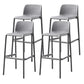 Scandinavian Plastic Barstool Plastic Counter Stool Rectangle Seat in Matte Finish Grey 4 Piece Set Clearhalo 'Bar Furniture' 'Bar Stools' 'bar_stools' 'furn' 'furn_bar_stools' 'Furniture' 'Kitchen & Dining Furniture' 5828525