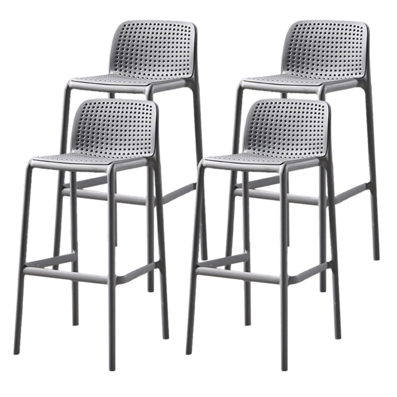 Scandinavian Plastic Barstool Plastic Counter Stool Rectangle Seat in Matte Finish Grey 4 Piece Set Clearhalo 'Bar Furniture' 'Bar Stools' 'bar_stools' 'furn' 'furn_bar_stools' 'Furniture' 'Kitchen & Dining Furniture' 5828525