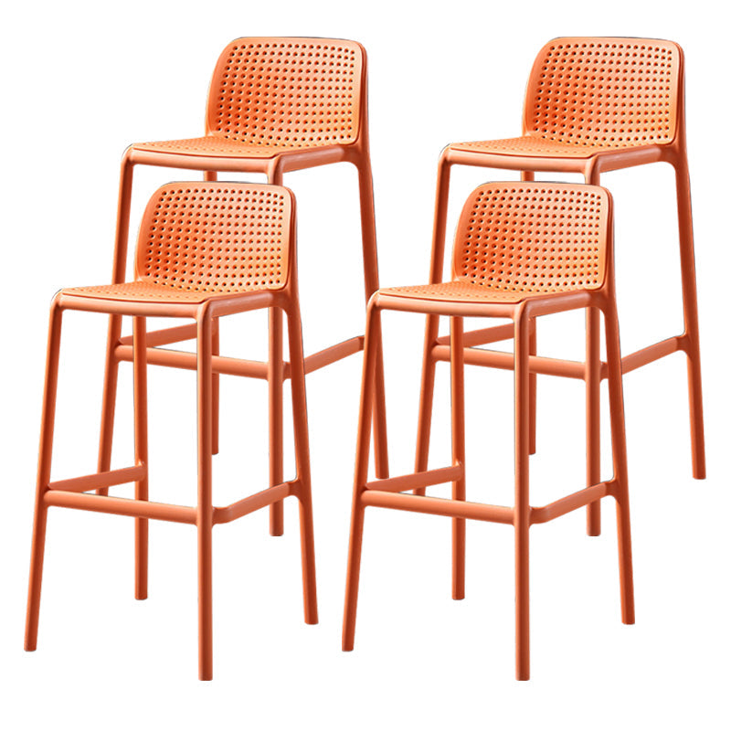 Scandinavian Plastic Barstool Plastic Counter Stool Rectangle Seat in Matte Finish Orange 4 Piece Set Clearhalo 'Bar Furniture' 'Bar Stools' 'bar_stools' 'furn' 'furn_bar_stools' 'Furniture' 'Kitchen & Dining Furniture' 5828528