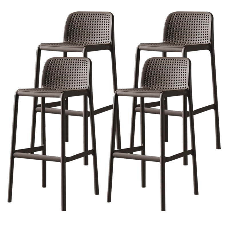 Scandinavian Plastic Barstool Plastic Counter Stool Rectangle Seat in Matte Finish Brown 4 Piece Set Clearhalo 'Bar Furniture' 'Bar Stools' 'bar_stools' 'furn' 'furn_bar_stools' 'Furniture' 'Kitchen & Dining Furniture' 5828530