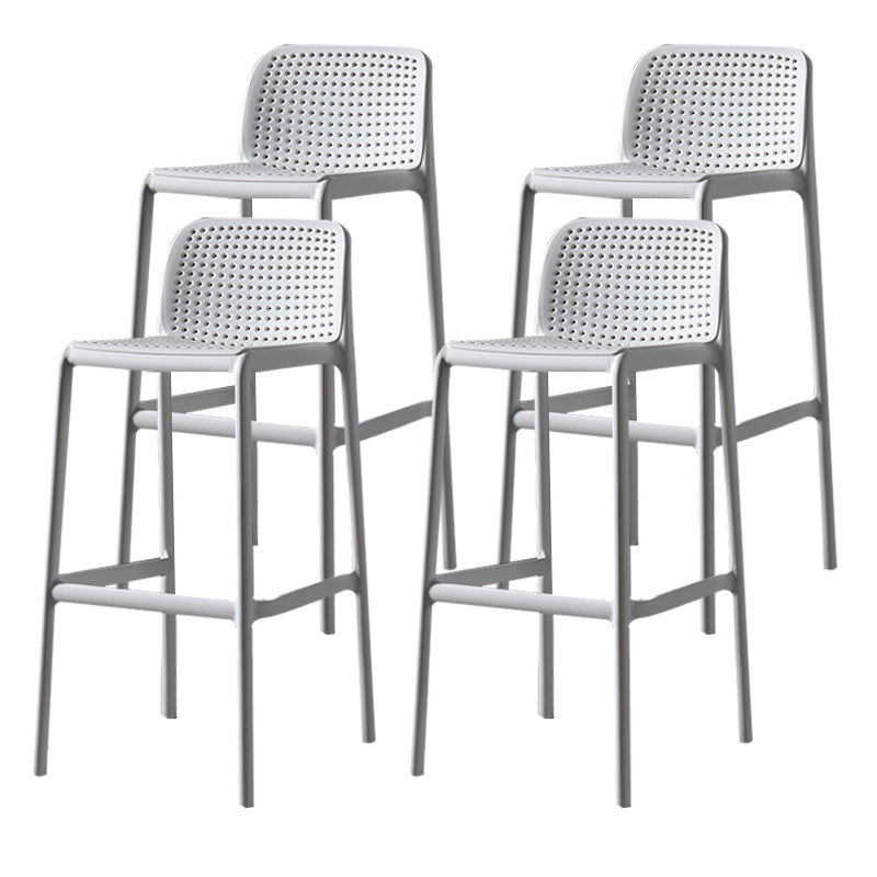 Scandinavian Plastic Barstool Plastic Counter Stool Rectangle Seat in Matte Finish White 4 Piece Set Clearhalo 'Bar Furniture' 'Bar Stools' 'bar_stools' 'furn' 'furn_bar_stools' 'Furniture' 'Kitchen & Dining Furniture' 5828532