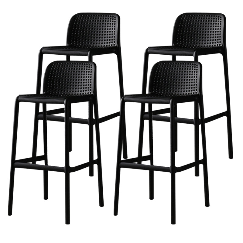Scandinavian Plastic Barstool Plastic Counter Stool Rectangle Seat in Matte Finish Black 4 Piece Set Clearhalo 'Bar Furniture' 'Bar Stools' 'bar_stools' 'furn' 'furn_bar_stools' 'Furniture' 'Kitchen & Dining Furniture' 5828533