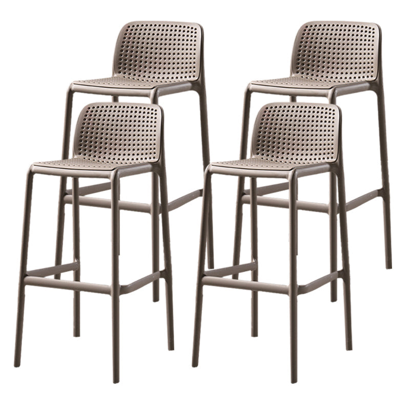 Scandinavian Plastic Barstool Plastic Counter Stool Rectangle Seat in Matte Finish Taupe 4 Piece Set Clearhalo 'Bar Furniture' 'Bar Stools' 'bar_stools' 'furn' 'furn_bar_stools' 'Furniture' 'Kitchen & Dining Furniture' 5828534
