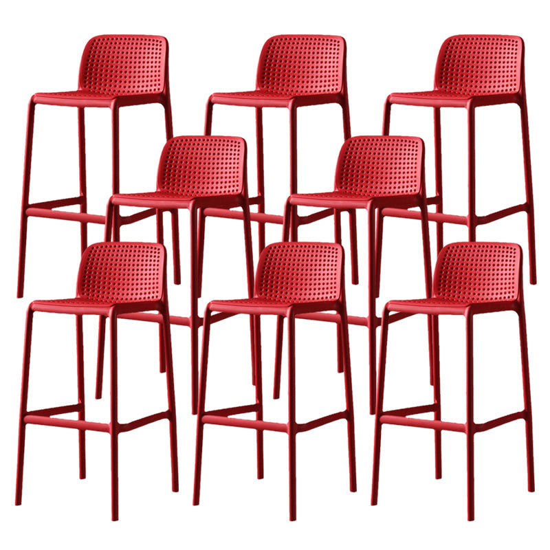 Scandinavian Plastic Barstool Plastic Counter Stool Rectangle Seat in Matte Finish Red 8 Piece Set Clearhalo 'Bar Furniture' 'Bar Stools' 'bar_stools' 'furn' 'furn_bar_stools' 'Furniture' 'Kitchen & Dining Furniture' 5828535