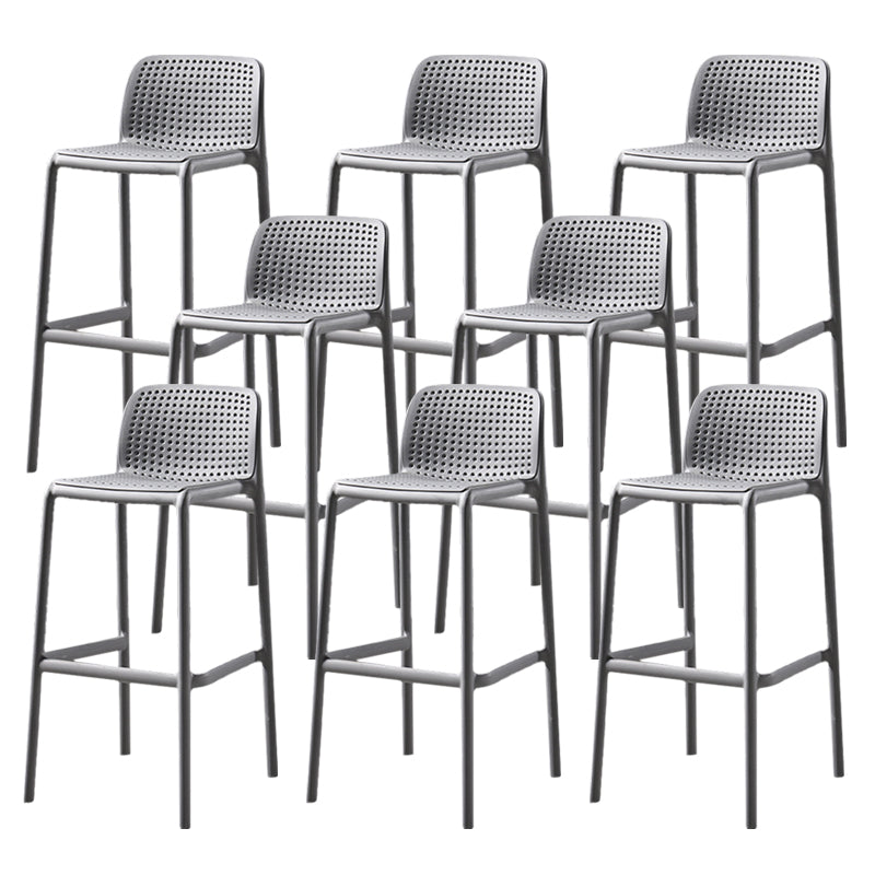Scandinavian Plastic Barstool Plastic Counter Stool Rectangle Seat in Matte Finish Grey 8 Piece Set Clearhalo 'Bar Furniture' 'Bar Stools' 'bar_stools' 'furn' 'furn_bar_stools' 'Furniture' 'Kitchen & Dining Furniture' 5828536