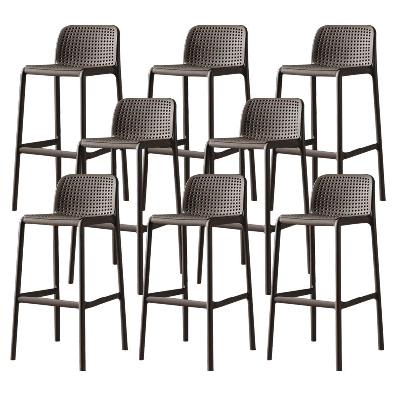 Scandinavian Plastic Barstool Plastic Counter Stool Rectangle Seat in Matte Finish Brown 8 Piece Set Clearhalo 'Bar Furniture' 'Bar Stools' 'bar_stools' 'furn' 'furn_bar_stools' 'Furniture' 'Kitchen & Dining Furniture' 5828538
