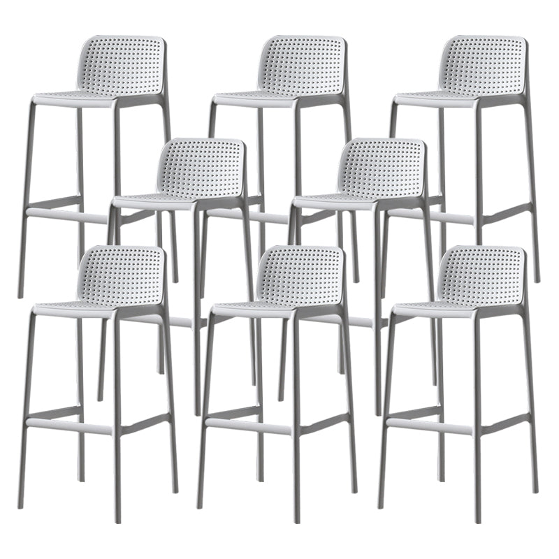 Scandinavian Plastic Barstool Plastic Counter Stool Rectangle Seat in Matte Finish White 8 Piece Set Clearhalo 'Bar Furniture' 'Bar Stools' 'bar_stools' 'furn' 'furn_bar_stools' 'Furniture' 'Kitchen & Dining Furniture' 5828539