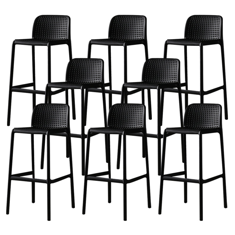 Scandinavian Plastic Barstool Plastic Counter Stool Rectangle Seat in Matte Finish Black 8 Piece Set Clearhalo 'Bar Furniture' 'Bar Stools' 'bar_stools' 'furn' 'furn_bar_stools' 'Furniture' 'Kitchen & Dining Furniture' 5828540