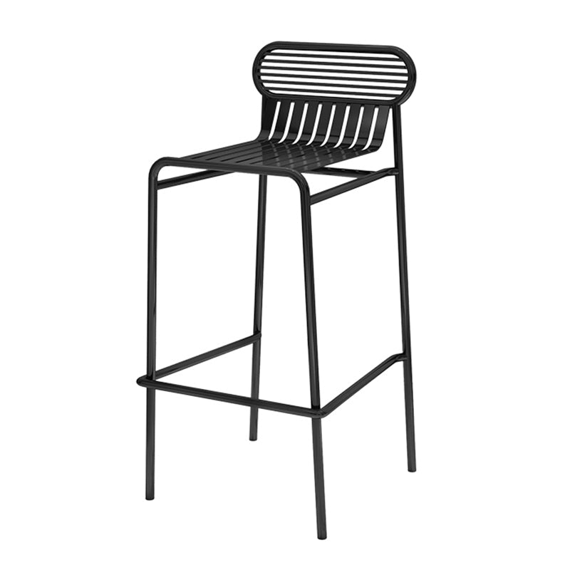 Modern Outdoor Counter Stool Rectangle Iron Footrest Counter Bar Stool Black 1 Piece Clearhalo 'Bar Furniture' 'Bar Stools' 'bar_stools' 'furn' 'furn_bar_stools' 'Furniture' 'Kitchen & Dining Furniture' 5828545