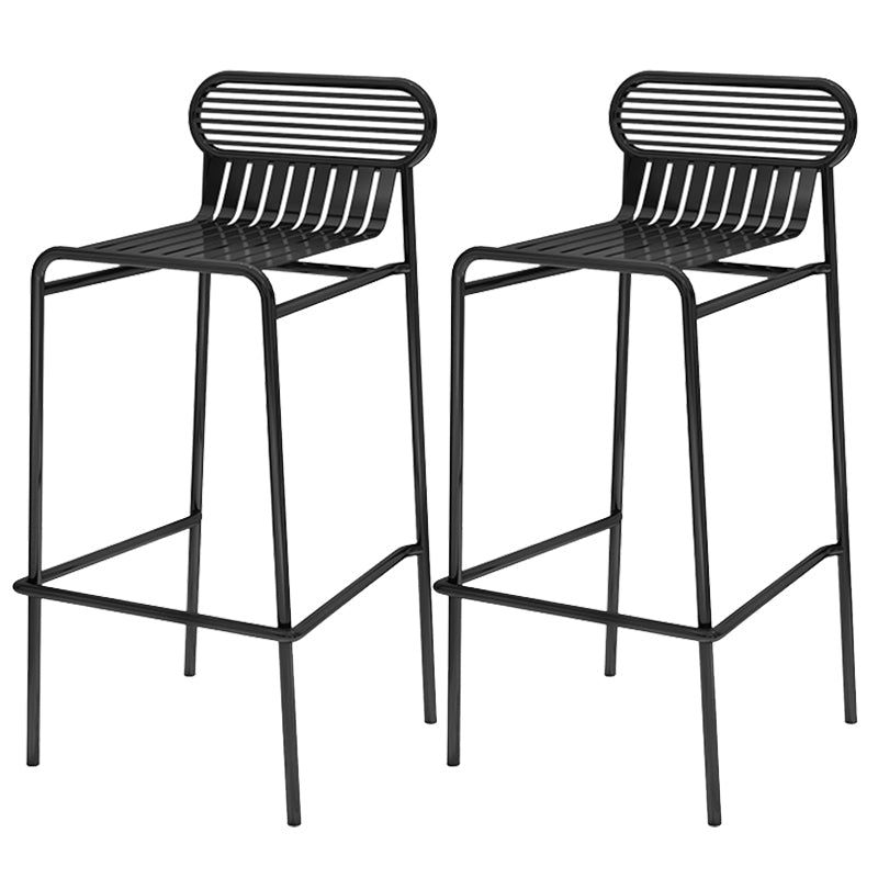 Modern Outdoor Counter Stool Rectangle Iron Footrest Counter Bar Stool Black 2 Piece Set Clearhalo 'Bar Furniture' 'Bar Stools' 'bar_stools' 'furn' 'furn_bar_stools' 'Furniture' 'Kitchen & Dining Furniture' 5828546