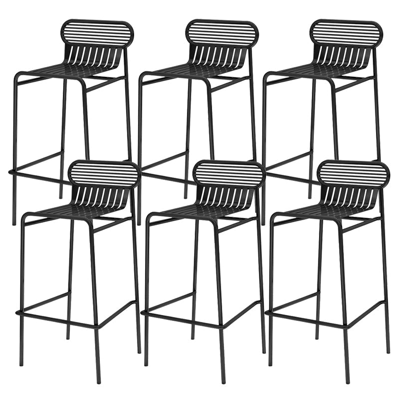 Modern Outdoor Counter Stool Rectangle Iron Footrest Counter Bar Stool Black 6 Piece Set Clearhalo 'Bar Furniture' 'Bar Stools' 'bar_stools' 'furn' 'furn_bar_stools' 'Furniture' 'Kitchen & Dining Furniture' 5828550