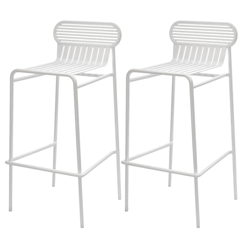 Modern Outdoor Counter Stool Rectangle Iron Footrest Counter Bar Stool White 2 Piece Set Clearhalo 'Bar Furniture' 'Bar Stools' 'bar_stools' 'furn' 'furn_bar_stools' 'Furniture' 'Kitchen & Dining Furniture' 5828555