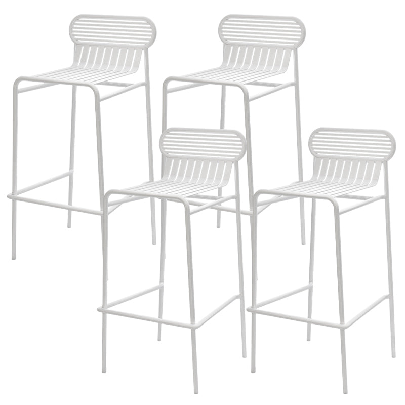 Modern Outdoor Counter Stool Rectangle Iron Footrest Counter Bar Stool White 4 Piece Set Clearhalo 'Bar Furniture' 'Bar Stools' 'bar_stools' 'furn' 'furn_bar_stools' 'Furniture' 'Kitchen & Dining Furniture' 5828557