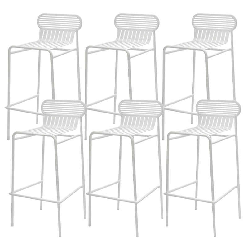 Modern Outdoor Counter Stool Rectangle Iron Footrest Counter Bar Stool White 6 Piece Set Clearhalo 'Bar Furniture' 'Bar Stools' 'bar_stools' 'furn' 'furn_bar_stools' 'Furniture' 'Kitchen & Dining Furniture' 5828559