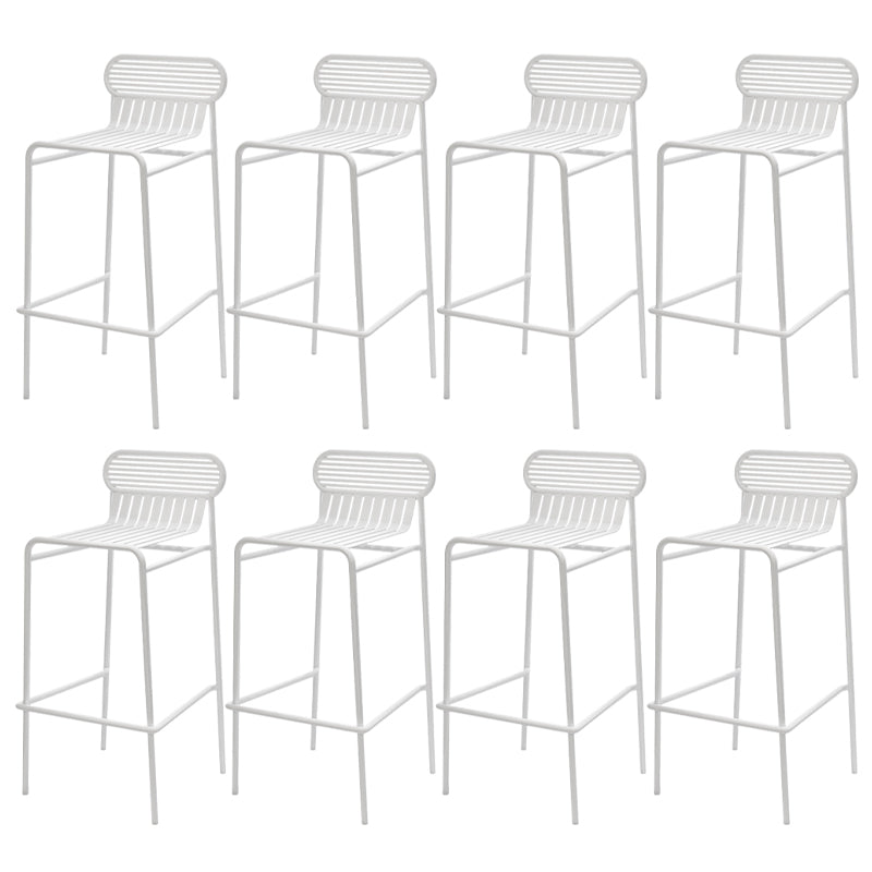 Modern Outdoor Counter Stool Rectangle Iron Footrest Counter Bar Stool White 8 Piece Set Clearhalo 'Bar Furniture' 'Bar Stools' 'bar_stools' 'furn' 'furn_bar_stools' 'Furniture' 'Kitchen & Dining Furniture' 5828561