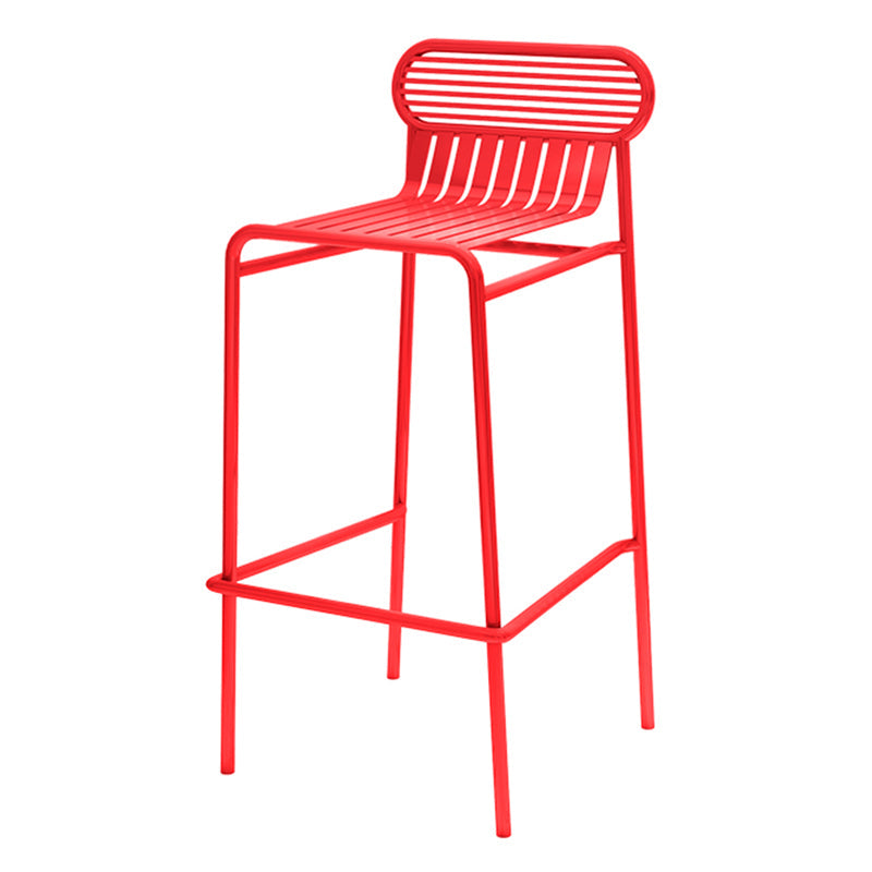 Modern Outdoor Counter Stool Rectangle Iron Footrest Counter Bar Stool Red 1 Piece Clearhalo 'Bar Furniture' 'Bar Stools' 'bar_stools' 'furn' 'furn_bar_stools' 'Furniture' 'Kitchen & Dining Furniture' 5828562