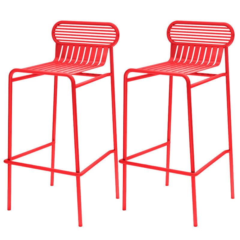 Modern Outdoor Counter Stool Rectangle Iron Footrest Counter Bar Stool Red 2 Piece Set Clearhalo 'Bar Furniture' 'Bar Stools' 'bar_stools' 'furn' 'furn_bar_stools' 'Furniture' 'Kitchen & Dining Furniture' 5828564