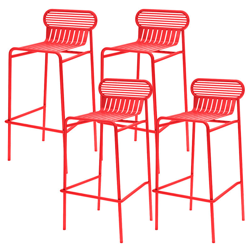 Modern Outdoor Counter Stool Rectangle Iron Footrest Counter Bar Stool Red 4 Piece Set Clearhalo 'Bar Furniture' 'Bar Stools' 'bar_stools' 'furn' 'furn_bar_stools' 'Furniture' 'Kitchen & Dining Furniture' 5828566