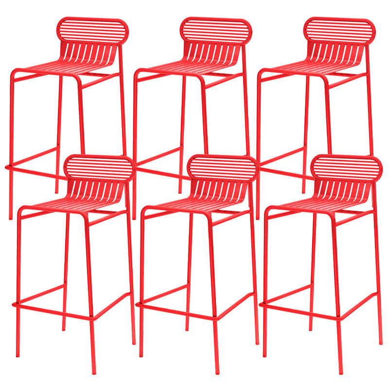 Modern Outdoor Counter Stool Rectangle Iron Footrest Counter Bar Stool Red 6 Piece Set Clearhalo 'Bar Furniture' 'Bar Stools' 'bar_stools' 'furn' 'furn_bar_stools' 'Furniture' 'Kitchen & Dining Furniture' 5828567