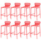 Modern Outdoor Counter Stool Rectangle Iron Footrest Counter Bar Stool Red 8 Piece Set Clearhalo 'Bar Furniture' 'Bar Stools' 'bar_stools' 'furn' 'furn_bar_stools' 'Furniture' 'Kitchen & Dining Furniture' 5828568