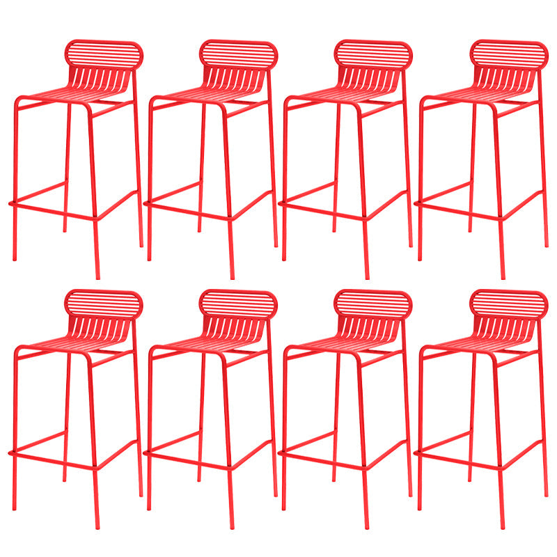 Modern Outdoor Counter Stool Rectangle Iron Footrest Counter Bar Stool Red 8 Piece Set Clearhalo 'Bar Furniture' 'Bar Stools' 'bar_stools' 'furn' 'furn_bar_stools' 'Furniture' 'Kitchen & Dining Furniture' 5828568
