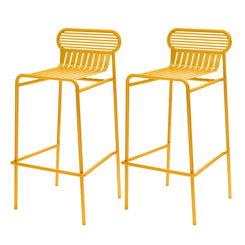 Modern Outdoor Counter Stool Rectangle Iron Footrest Counter Bar Stool Yellow 2 Piece Set Clearhalo 'Bar Furniture' 'Bar Stools' 'bar_stools' 'furn' 'furn_bar_stools' 'Furniture' 'Kitchen & Dining Furniture' 5828569