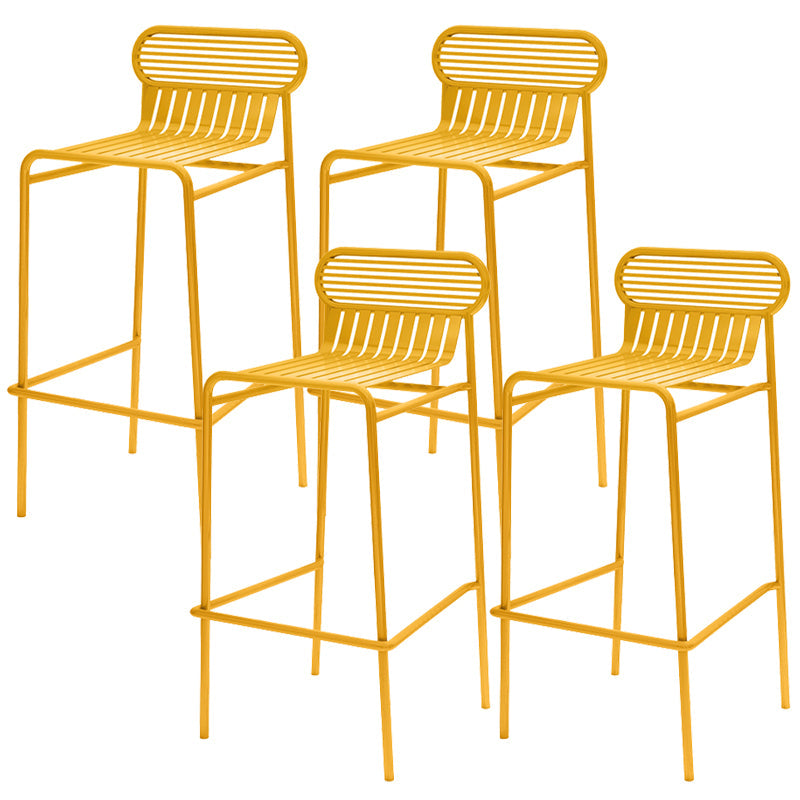 Modern Outdoor Counter Stool Rectangle Iron Footrest Counter Bar Stool Yellow 4 Piece Set Clearhalo 'Bar Furniture' 'Bar Stools' 'bar_stools' 'furn' 'furn_bar_stools' 'Furniture' 'Kitchen & Dining Furniture' 5828570