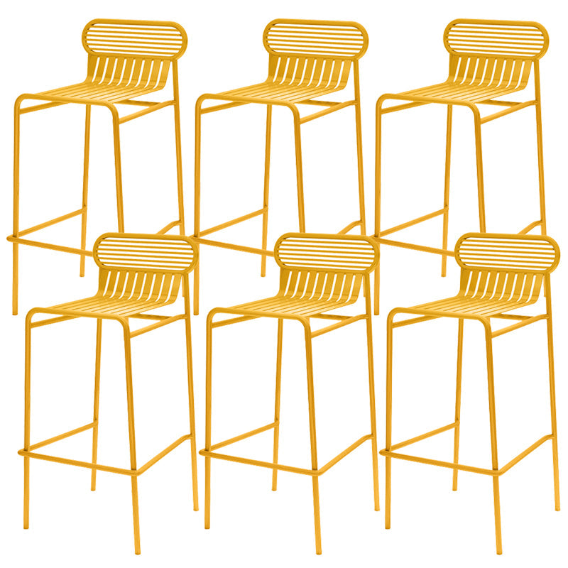 Modern Outdoor Counter Stool Rectangle Iron Footrest Counter Bar Stool Yellow 6 Piece Set Clearhalo 'Bar Furniture' 'Bar Stools' 'bar_stools' 'furn' 'furn_bar_stools' 'Furniture' 'Kitchen & Dining Furniture' 5828571