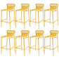 Modern Outdoor Counter Stool Rectangle Iron Footrest Counter Bar Stool Yellow 8 Piece Set Clearhalo 'Bar Furniture' 'Bar Stools' 'bar_stools' 'furn' 'furn_bar_stools' 'Furniture' 'Kitchen & Dining Furniture' 5828572