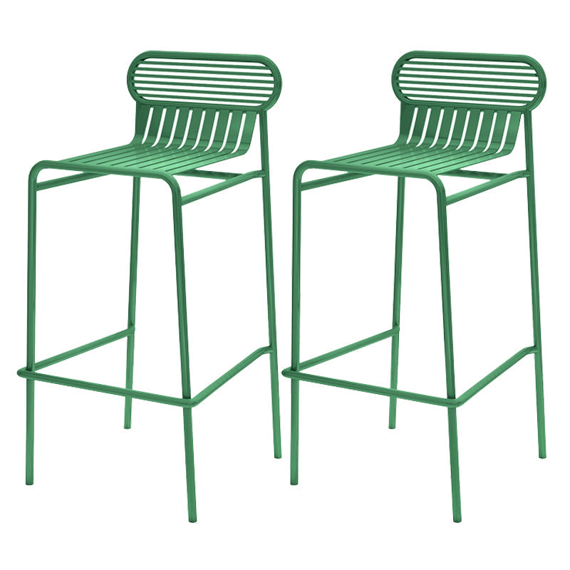 Modern Outdoor Counter Stool Rectangle Iron Footrest Counter Bar Stool Green 2 Piece Set Clearhalo 'Bar Furniture' 'Bar Stools' 'bar_stools' 'furn' 'furn_bar_stools' 'Furniture' 'Kitchen & Dining Furniture' 5828573