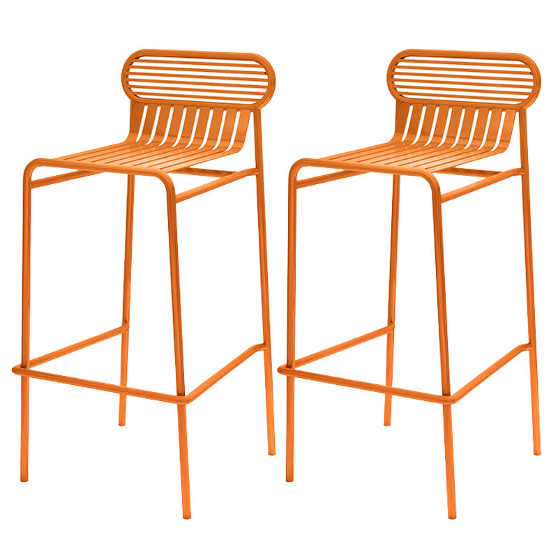 Modern Outdoor Counter Stool Rectangle Iron Footrest Counter Bar Stool Orange 2 Piece Set Clearhalo 'Bar Furniture' 'Bar Stools' 'bar_stools' 'furn' 'furn_bar_stools' 'Furniture' 'Kitchen & Dining Furniture' 5828577