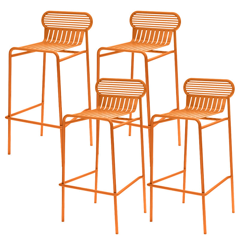 Modern Outdoor Counter Stool Rectangle Iron Footrest Counter Bar Stool Orange 4 Piece Set Clearhalo 'Bar Furniture' 'Bar Stools' 'bar_stools' 'furn' 'furn_bar_stools' 'Furniture' 'Kitchen & Dining Furniture' 5828578
