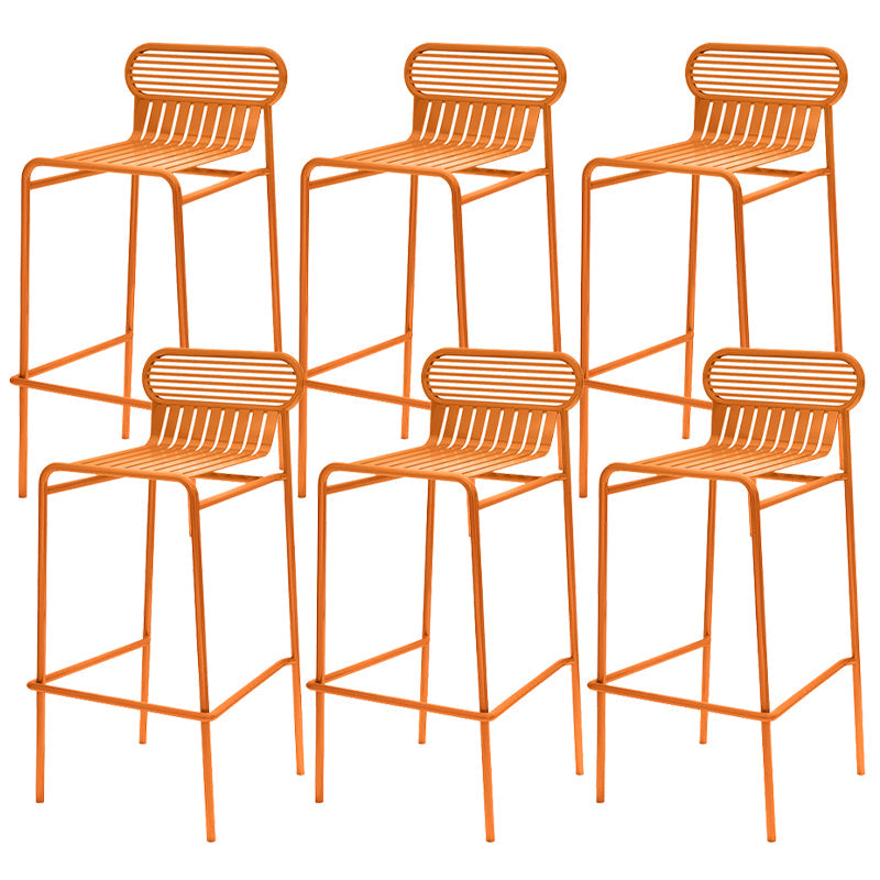 Modern Outdoor Counter Stool Rectangle Iron Footrest Counter Bar Stool Orange 6 Piece Set Clearhalo 'Bar Furniture' 'Bar Stools' 'bar_stools' 'furn' 'furn_bar_stools' 'Furniture' 'Kitchen & Dining Furniture' 5828579