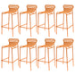Modern Outdoor Counter Stool Rectangle Iron Footrest Counter Bar Stool Orange 8 Piece Set Clearhalo 'Bar Furniture' 'Bar Stools' 'bar_stools' 'furn' 'furn_bar_stools' 'Furniture' 'Kitchen & Dining Furniture' 5828580