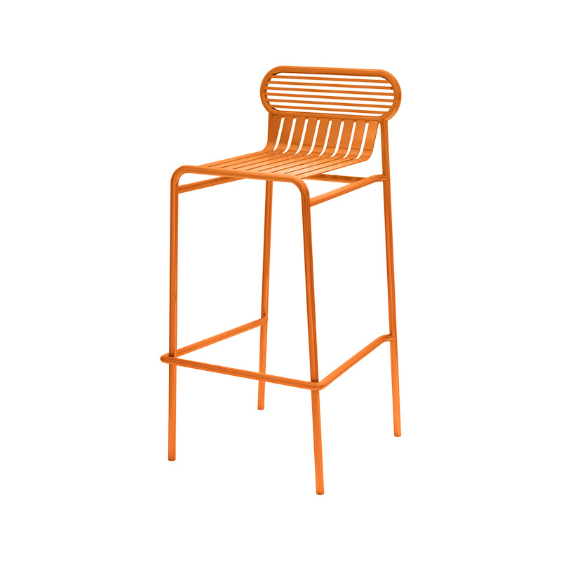 Modern Outdoor Counter Stool Rectangle Iron Footrest Counter Bar Stool Orange 1 Piece Clearhalo 'Bar Furniture' 'Bar Stools' 'bar_stools' 'furn' 'furn_bar_stools' 'Furniture' 'Kitchen & Dining Furniture' 5828584