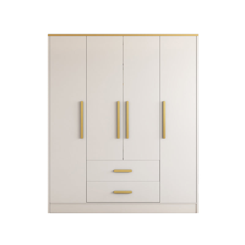 White Wardrobe Cabinet Contemporary Engineered Wood Wardrobe Armoire 63"L x 23.6"W x 76.8"H White Armoires & Wardrobes Clearhalo 'Armoires & Wardrobes' 'armoires_wardrobes' 'Bedroom Furniture' 'furn' 'furn_armoires_wardrobes' 'Furniture' 5828591