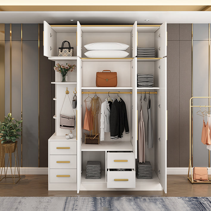 White Wardrobe Cabinet Contemporary Engineered Wood Wardrobe Armoire Clearhalo 'Armoires & Wardrobes' 'armoires_wardrobes' 'Bedroom Furniture' 'furn' 'furn_armoires_wardrobes' 'Furniture' 5828599