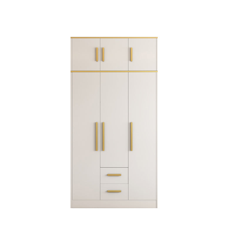 White Wardrobe Cabinet Contemporary Engineered Wood Wardrobe Armoire 47.2"L x 23.6"W x 76.8"H White Armories & Top Cabinet Clearhalo 'Armoires & Wardrobes' 'armoires_wardrobes' 'Bedroom Furniture' 'furn' 'furn_armoires_wardrobes' 'Furniture' 5828604