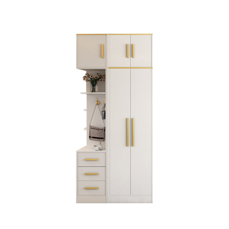 White Wardrobe Cabinet Contemporary Engineered Wood Wardrobe Armoire 23.6"L x 23.6"W x 76.8"H White Armoires& Sideboard& Top Cabinet Clearhalo 'Armoires & Wardrobes' 'armoires_wardrobes' 'Bedroom Furniture' 'furn' 'furn_armoires_wardrobes' 'Furniture' 5828606