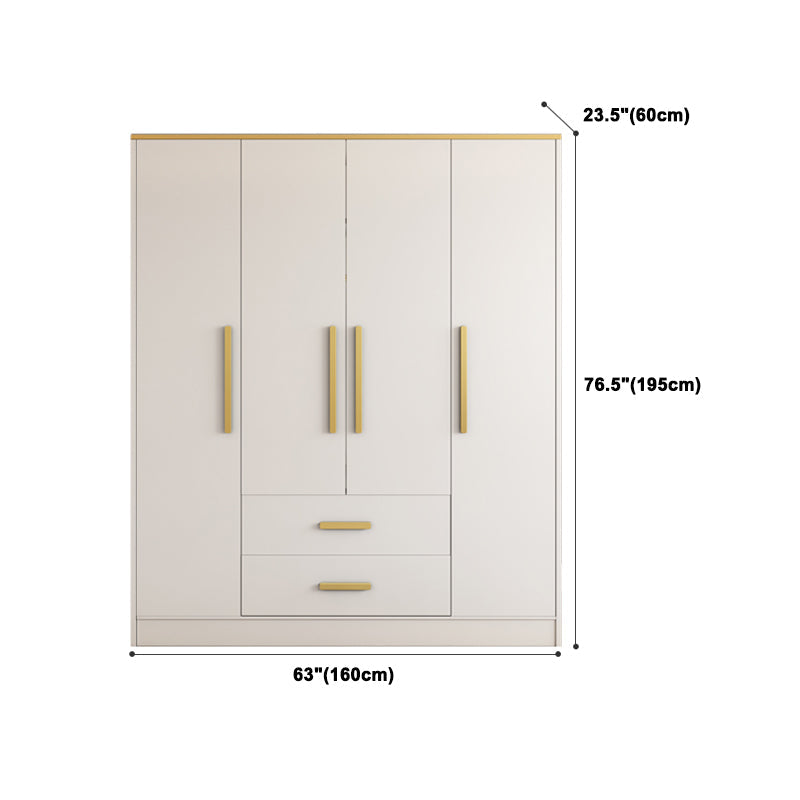 White Wardrobe Cabinet Contemporary Engineered Wood Wardrobe Armoire Clearhalo 'Armoires & Wardrobes' 'armoires_wardrobes' 'Bedroom Furniture' 'furn' 'furn_armoires_wardrobes' 'Furniture' 5828616