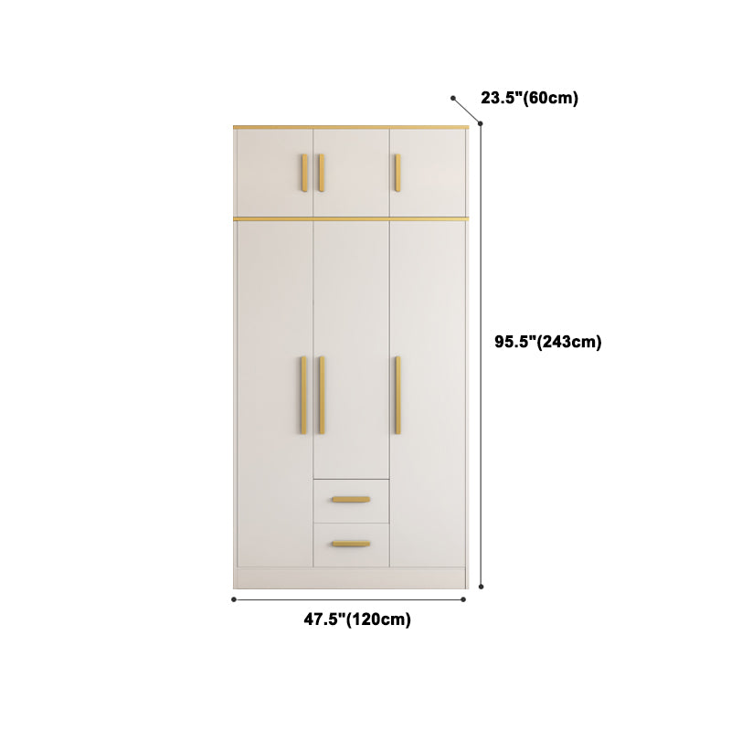 White Wardrobe Cabinet Contemporary Engineered Wood Wardrobe Armoire Clearhalo 'Armoires & Wardrobes' 'armoires_wardrobes' 'Bedroom Furniture' 'furn' 'furn_armoires_wardrobes' 'Furniture' 5828619