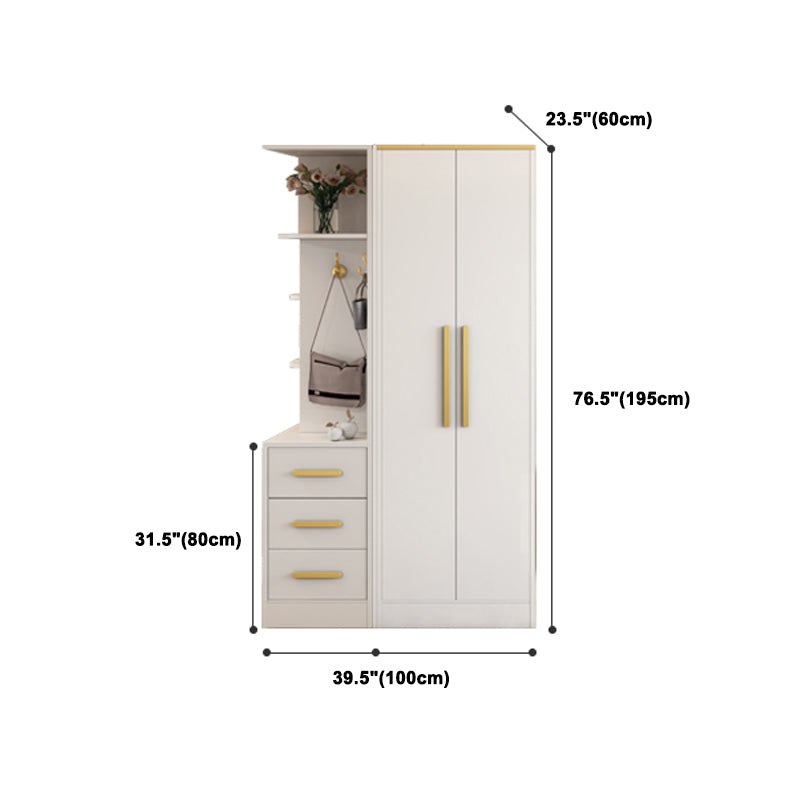 White Wardrobe Cabinet Contemporary Engineered Wood Wardrobe Armoire Clearhalo 'Armoires & Wardrobes' 'armoires_wardrobes' 'Bedroom Furniture' 'furn' 'furn_armoires_wardrobes' 'Furniture' 5828620