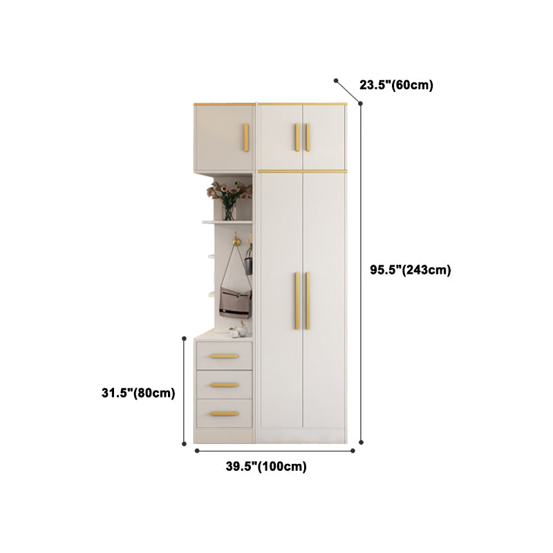 White Wardrobe Cabinet Contemporary Engineered Wood Wardrobe Armoire Clearhalo 'Armoires & Wardrobes' 'armoires_wardrobes' 'Bedroom Furniture' 'furn' 'furn_armoires_wardrobes' 'Furniture' 5828622