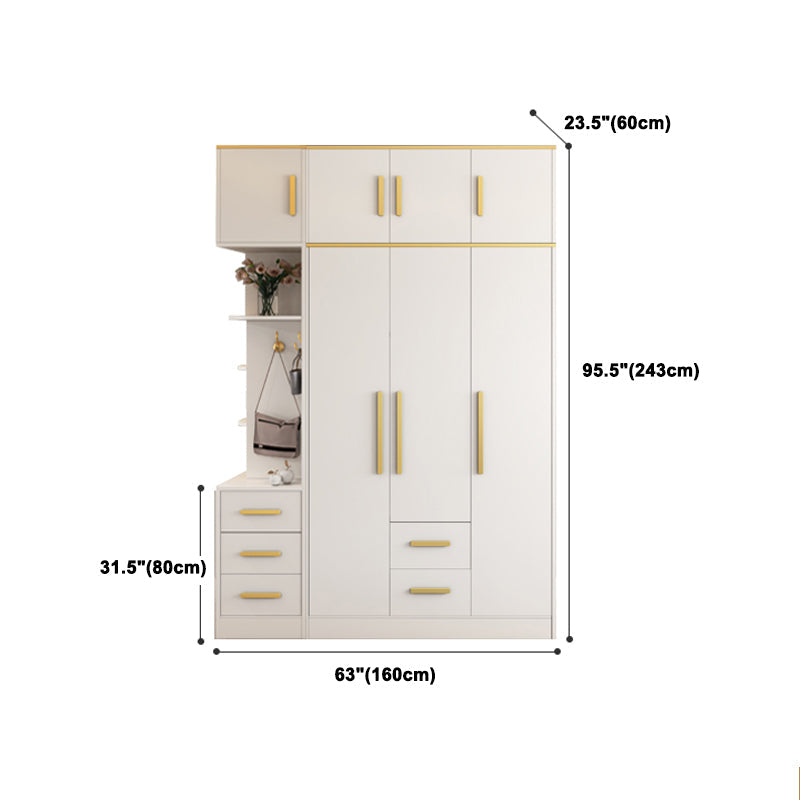 White Wardrobe Cabinet Contemporary Engineered Wood Wardrobe Armoire Clearhalo 'Armoires & Wardrobes' 'armoires_wardrobes' 'Bedroom Furniture' 'furn' 'furn_armoires_wardrobes' 'Furniture' 5828623