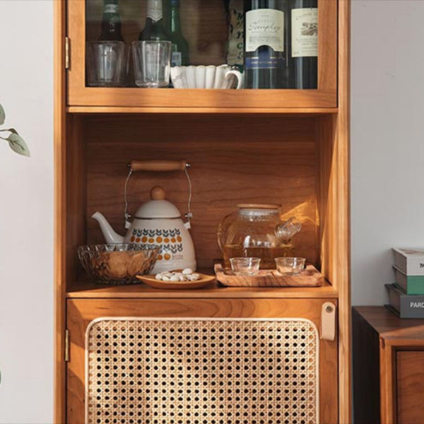 Moderno Pine Wood 51.5 "H Puertas de vidrio Gabinetes Servidor de comedor para sala de estar